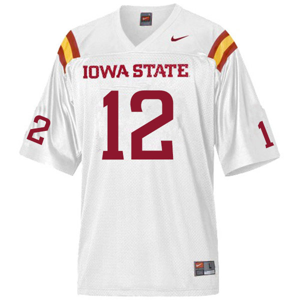 Men #12 Hunter Dekkers Iowa State Cyclones College Football Jerseys Sale-White